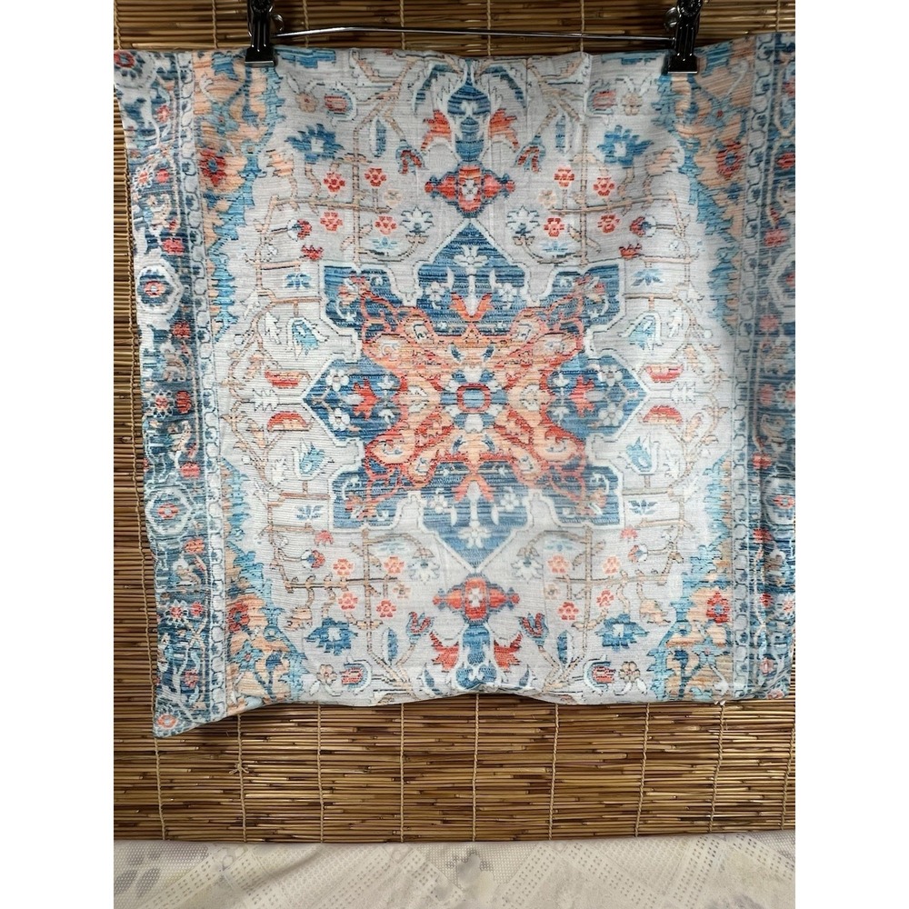 Boho Pillow Cover/Zippered‎ Flat Measure- 21"x22" Soft/Blue/Orange (no Insert)